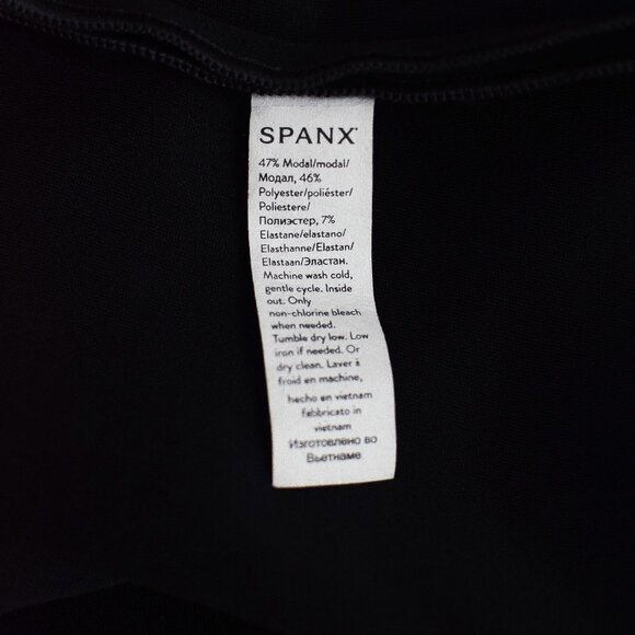 Spanx AirEssentials Maxi Dress Black Short Sleeve Side Slits Size Large Stretch - Picture 9 of 10